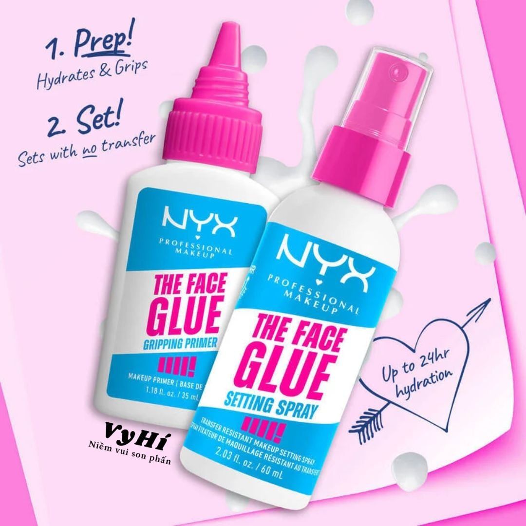 Set NYX Face Glue gồm 1 kem lót và 1 xịt khóa full size