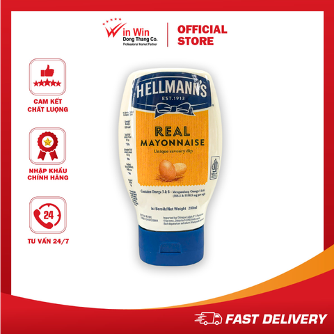 Xốt Mayonnaise Vị Nguyên Bản Hellmann’s 280ml - Thương Hiệu Mỹ, SX Thái Lan | Hellmann’s Real Mayonnaise 280ml