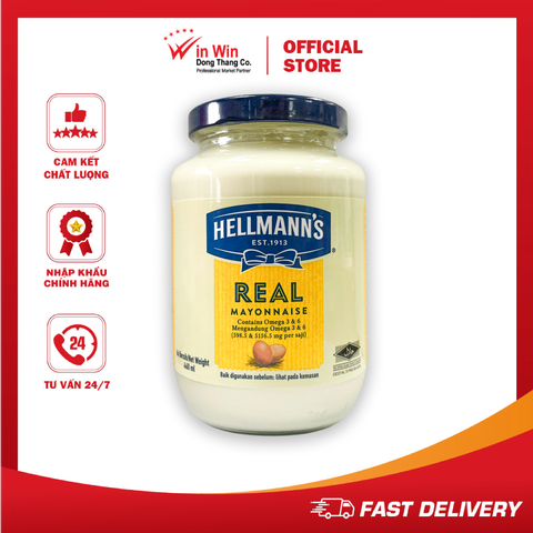 Xốt Mayonnaise Vị Nguyên Bản Hellmann’s 460ml - Thương Hiệu Mỹ, SX Thái Lan | Hellmann’s Real Mayonnaise 460ml