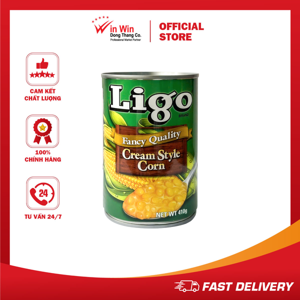 Bắp / Ngô Kem Đóng Hộp Ligo 410 g - Thương Hiệu Mỹ, SX Thái Lan | Ligo Canned Cream Style Corn 410 g