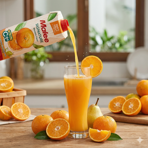 Nước Ép Hỗn Hợp Cam Với Tép Cam Và Rau Quả Hương Vị Quýt Malee Signature 1L - Nhập Khẩu Thái Lan | 100% Orange Juice With Pulp Mixed With Fruit And Vegetable Juice Mandarin Orange Flavored 1L