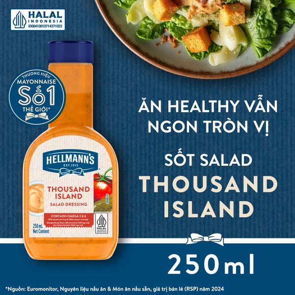 Xốt Salad Thousand Island Hellmann’s 250ml - Thương Hiệu Mỹ, SX Thái Lan | Hellmann’s Thousand Island Salad Dressing 250 ml