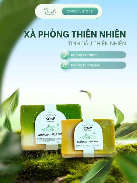  Xà phòng thiên nhiên, xà bông tắm giảm mụn lưng, sáng da, tẩy da chết, an toàn 100g Fresh Home Lab 