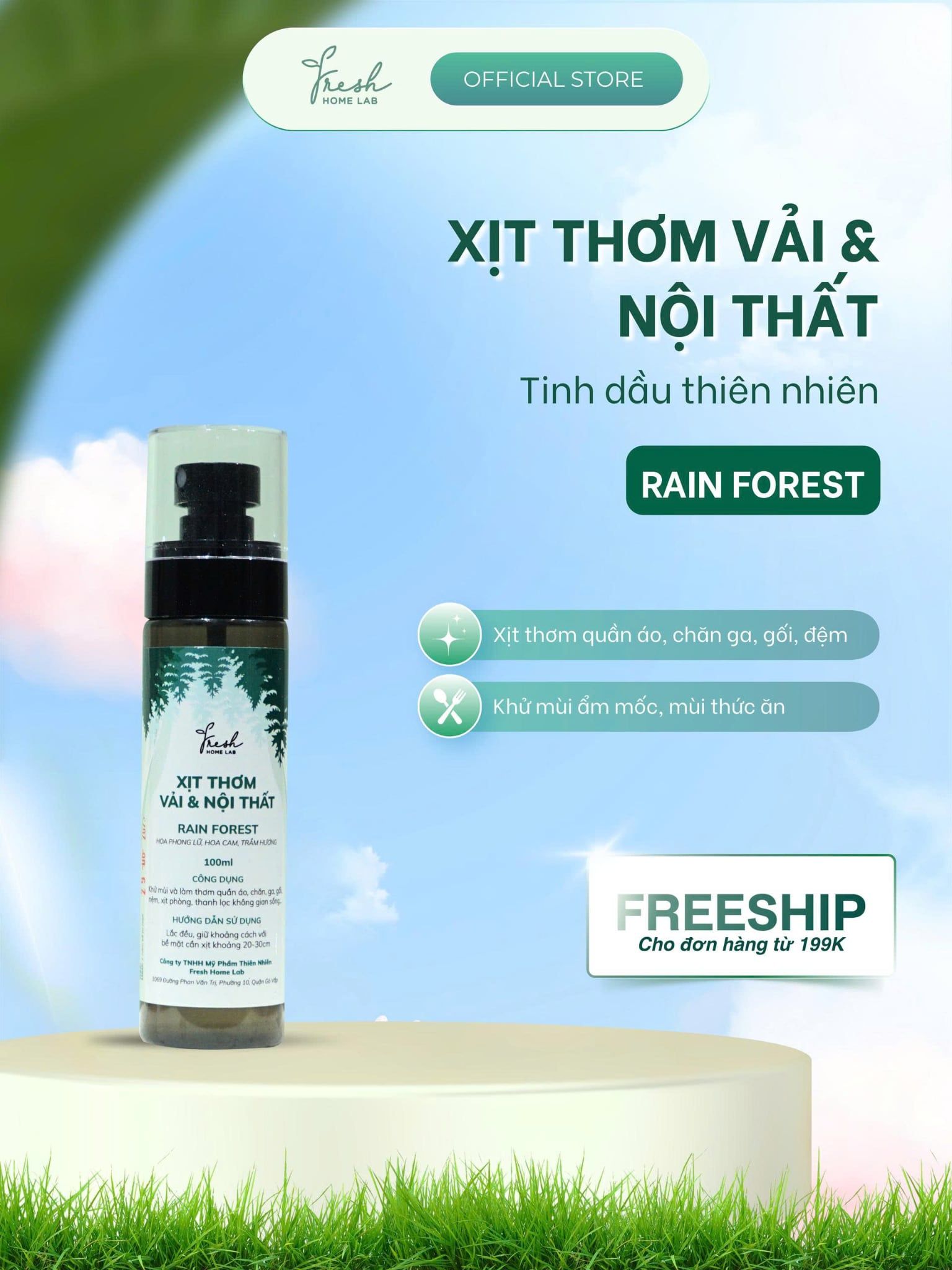  Xịt thơm quần áo, nội thất Rain Forest 