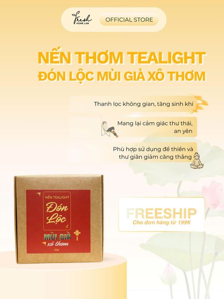  Nến Thơm Tealight Mùi Già & Xô Thơm Fresh Home Lab - Tinh Dầu Tự Nhiên Giảm Stress, Thư Giãn 