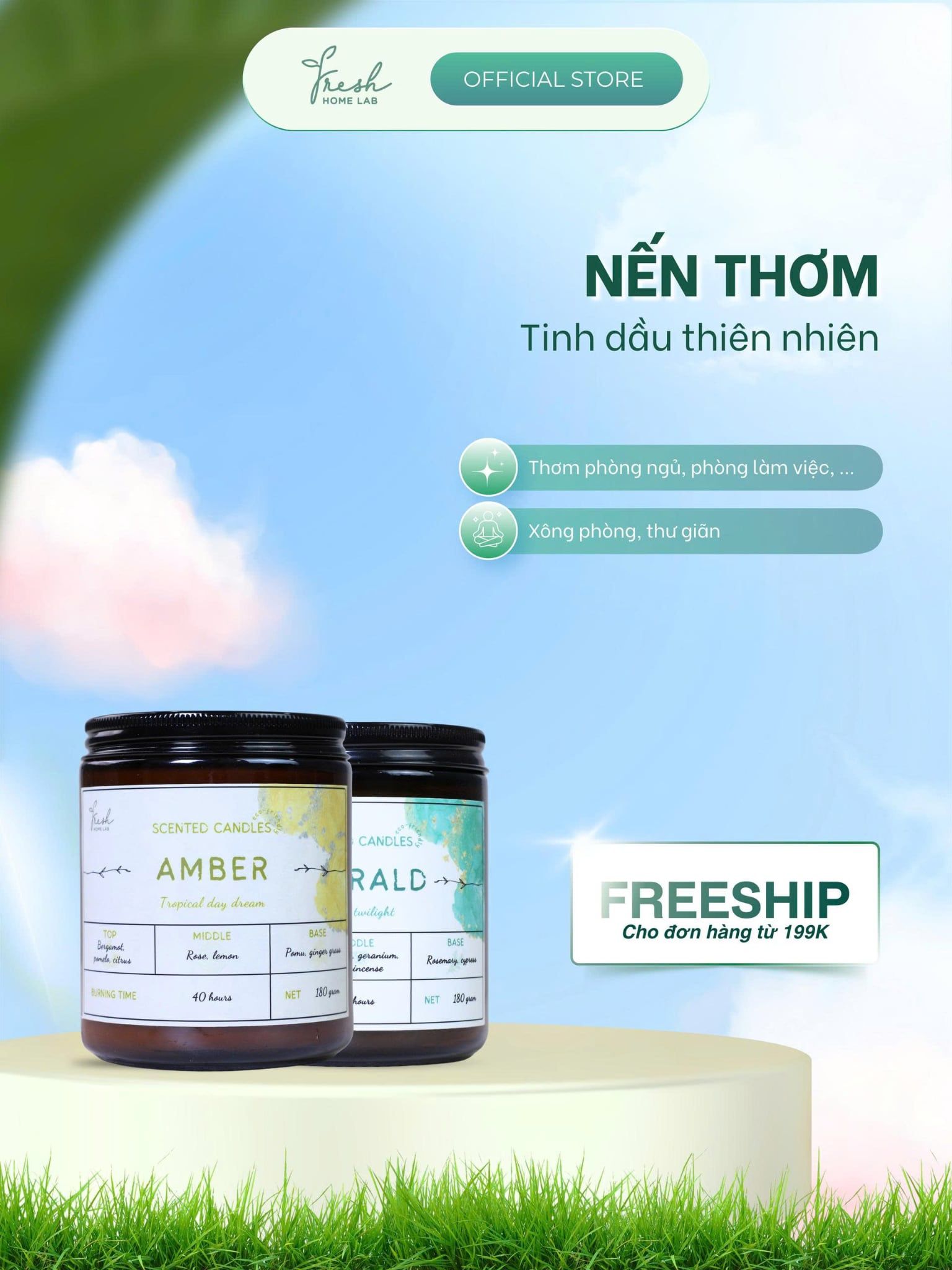  Nến thơm lọ nâu, 5 mùi - Fresh Home Lab 