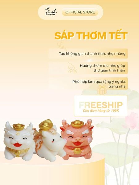  [Decor Trang Trí Tết] Sáp Thơm Tinh Dầu Thiên Nhiên - Thơm phòng, Khử mùi, Hút ẩm - Fresh Home Lab 