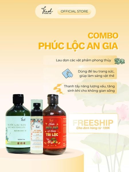  Combo Chăm sóc nhà cửa đón Tết (Nước lau sàn, Chai xịt thơm vải nội thất, Nước mùi già) 