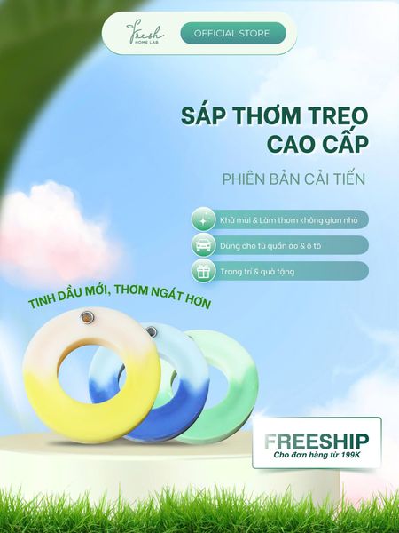  Sáp Treo Thơm Cao Cấp Fresh Home Lab | Khử Mùi Ô Tô Phòng Ngủ Thơm Lâu | Sáp Thơm 4 Mùi Hương 