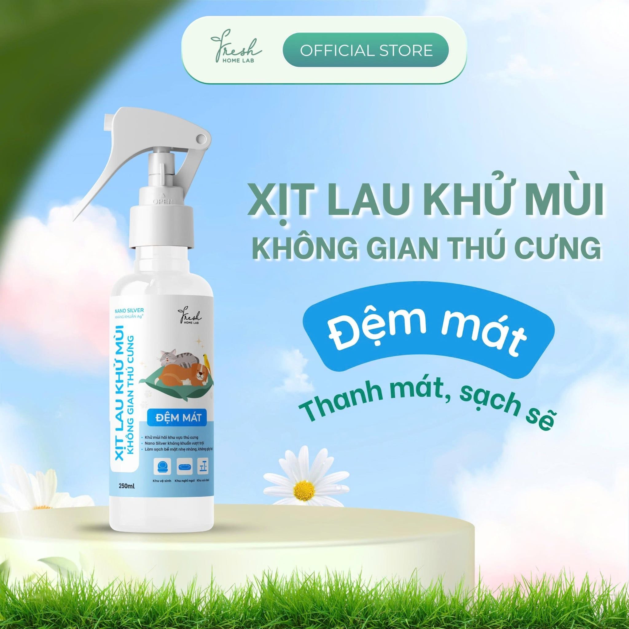  Khử Mùi Hôi Thú Cưng Xịt Lau Không Gian Đa Năng Tinh Dầu Thiên Nhiên An Toàn - Fresh Home Lab 