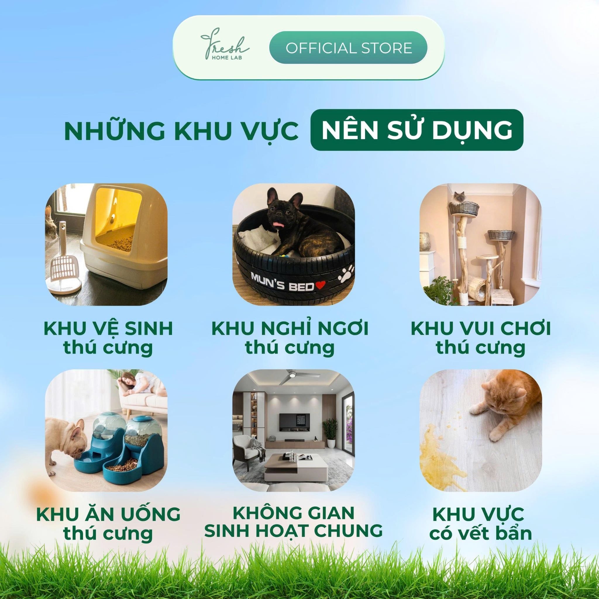  Khử Mùi Hôi Thú Cưng Xịt Lau Không Gian Đa Năng Tinh Dầu Thiên Nhiên An Toàn - Fresh Home Lab 