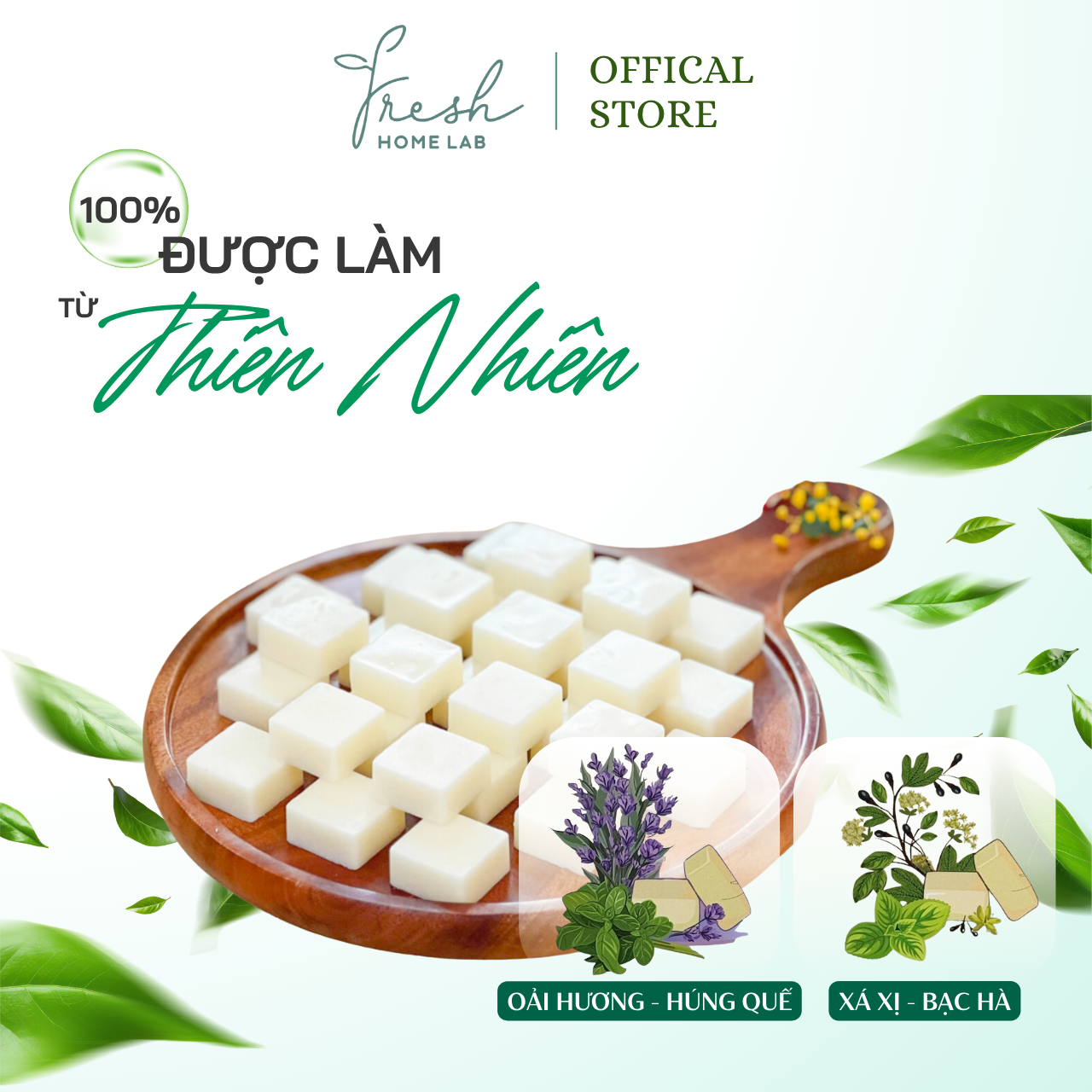  Sáp thơm tinh dầu đuổi muỗi gián côn trùng, khử mùi tủ bếp, tủ giày thiên nhiên, an toàn Fresh Home Lab 