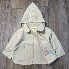 Áo khoác gió Moimoln 2 lớp lót cotton mũ chóp màu be bé gái size 90-120