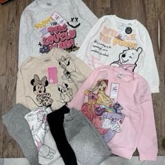 Bộ nỉ bông Delta nhiều hình Barbie / gấu Pooh / Minnie / Lovely Club size 2 - 16y