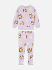 Bộ Nickelodeon áo nỉ bông tím Paw Patrol chấm bi - quần thun tăm size 2 - 8y