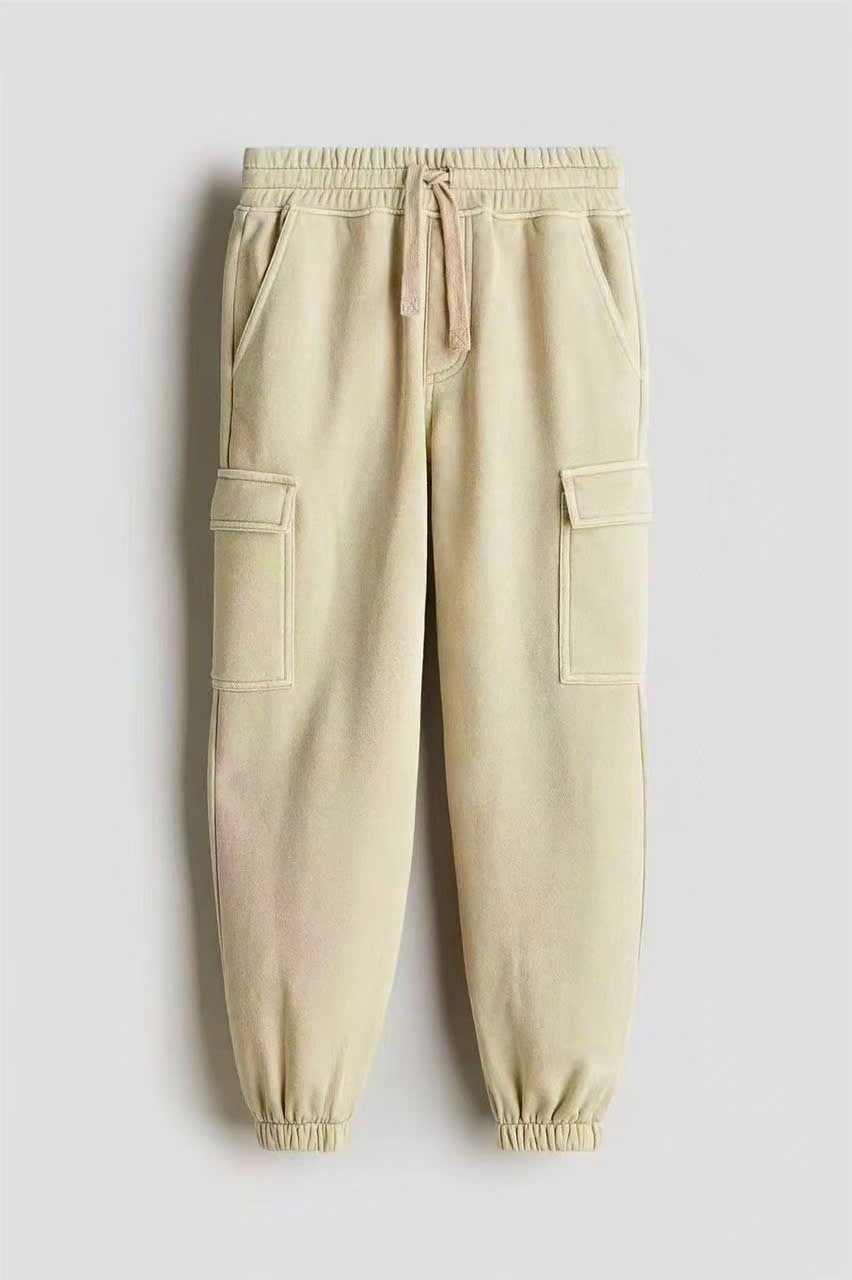 Quần jogger nỉ bông túi hộp H M dư xịn 2 màu ghi/be cho bé size 9-14y