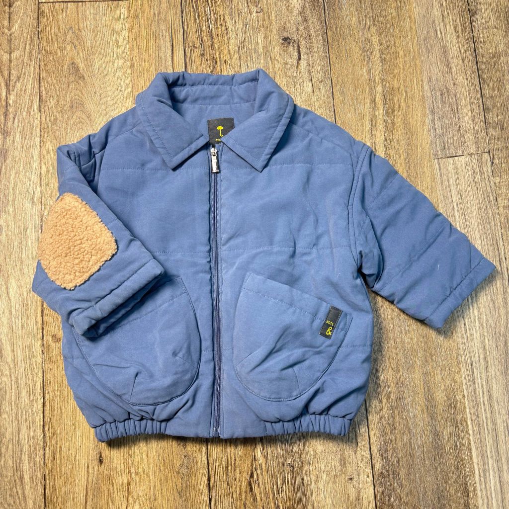 Áo khoác chần bông Moimoln xuất Hàn màu xanh cho bé size 90