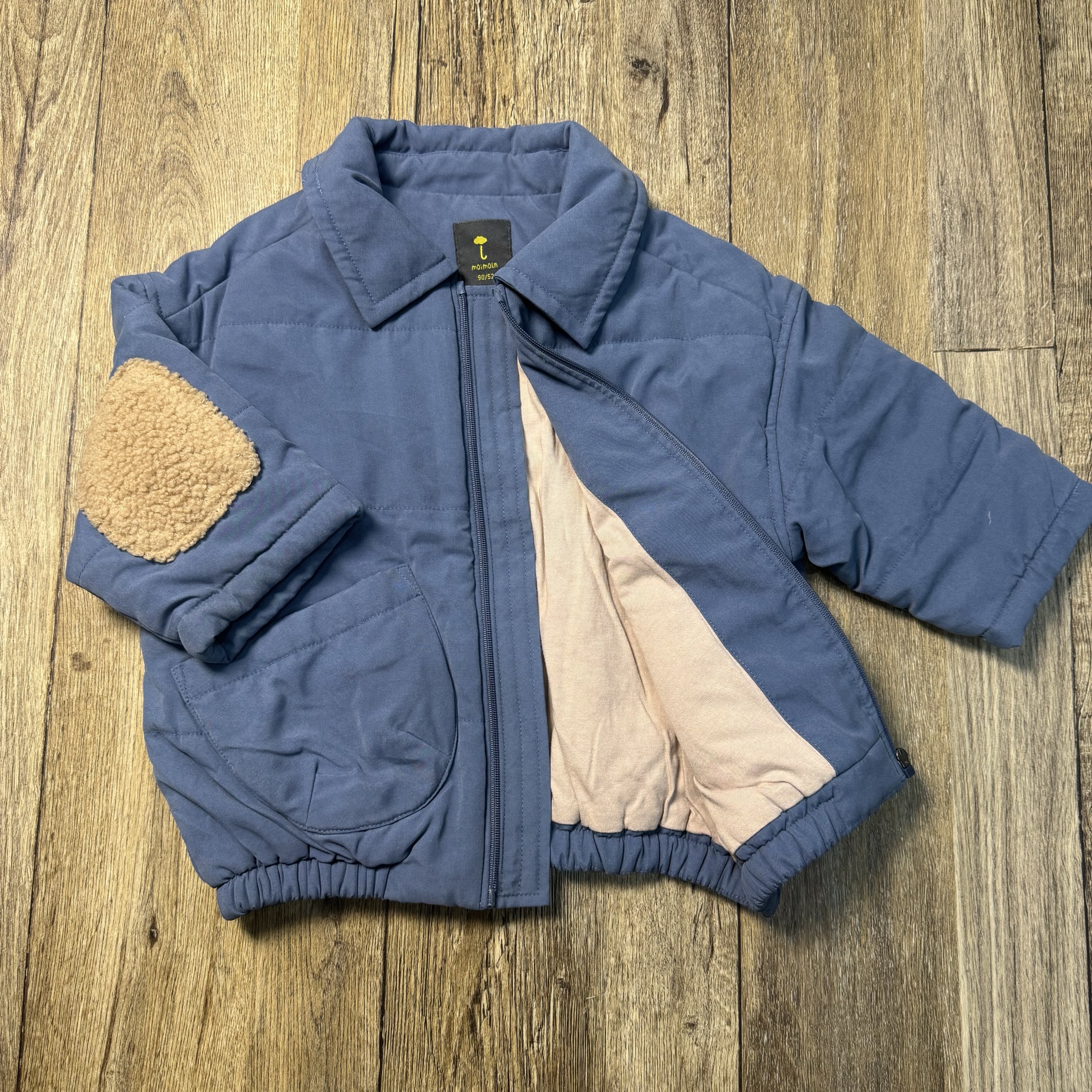 Áo khoác chần bông Moimoln xuất Hàn màu xanh cho bé size 90