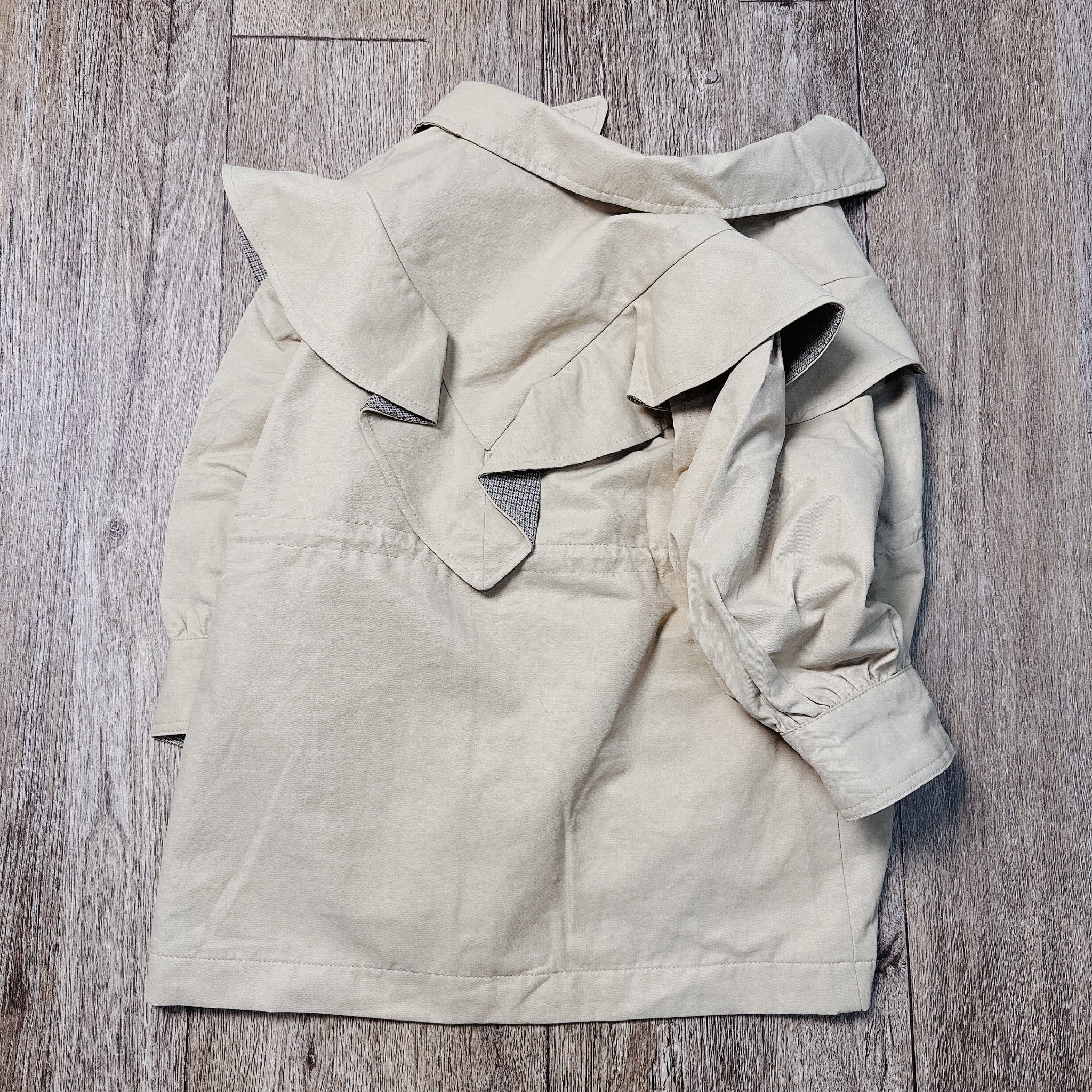 Áo khoác kaki Moimoln cổ bẻ phối bèo ngực bé gái size 100-140