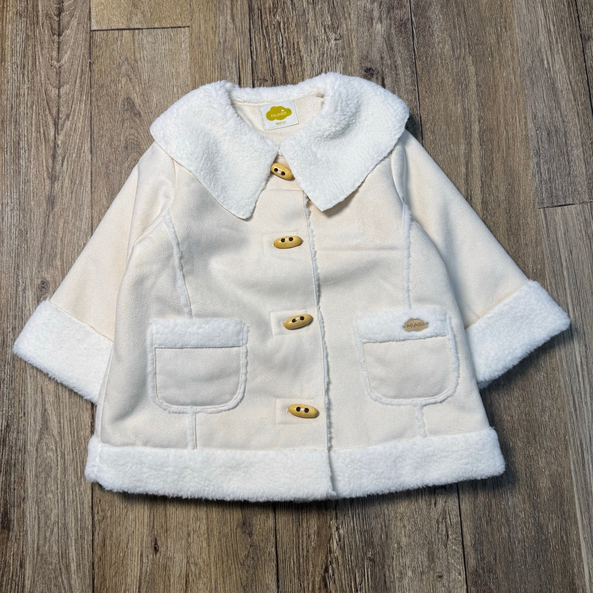 Áo khoác da lộn Moimoln dư xịn màu kem cho bé size 90-120