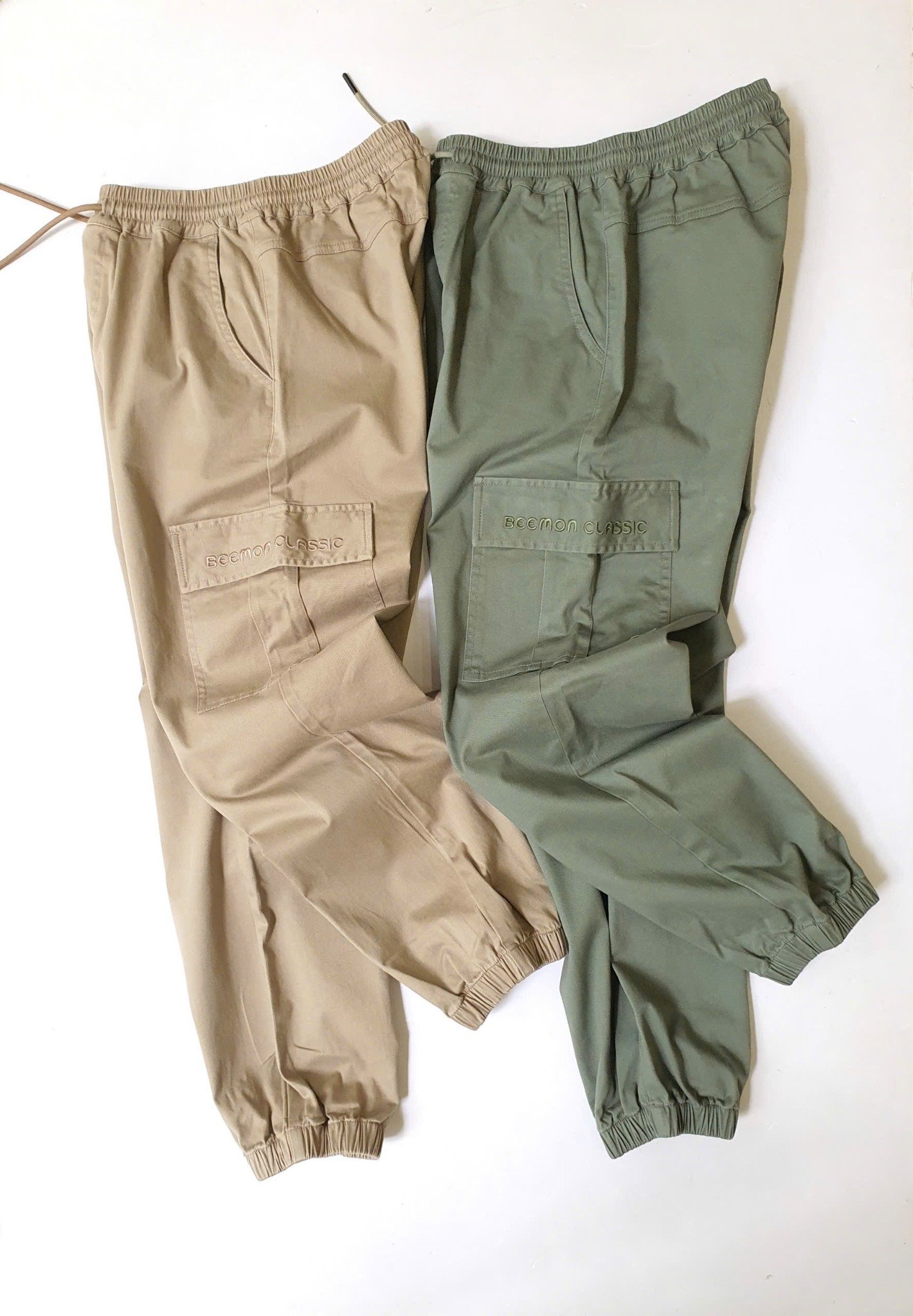 Quần jogger kaki mềm Beemon túi hộp 2 màu be/rêu cho bé size 120-160