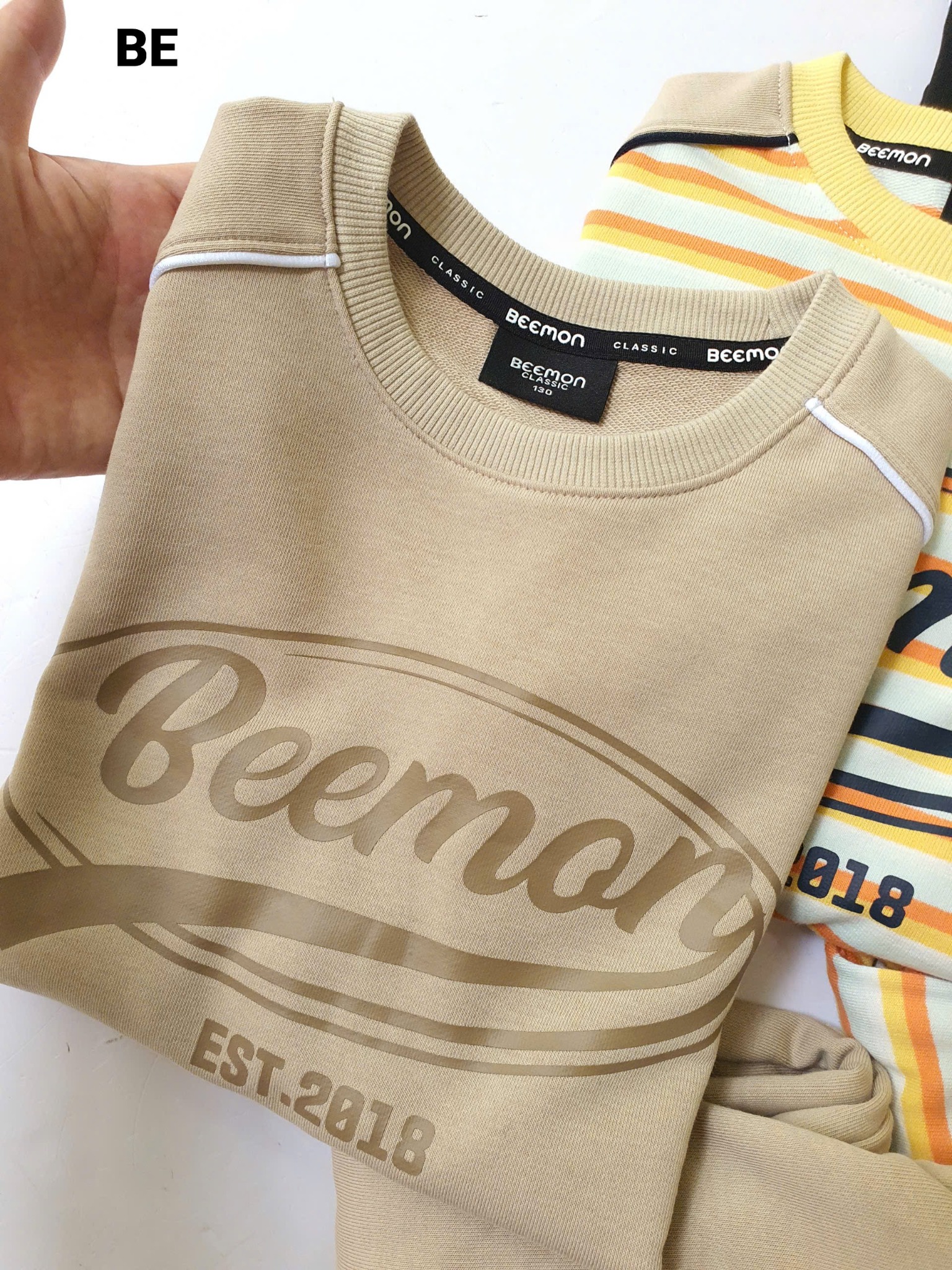 Bộ nỉ da cá Beemon cổ tròn nhiều màu cho bé size 120-160