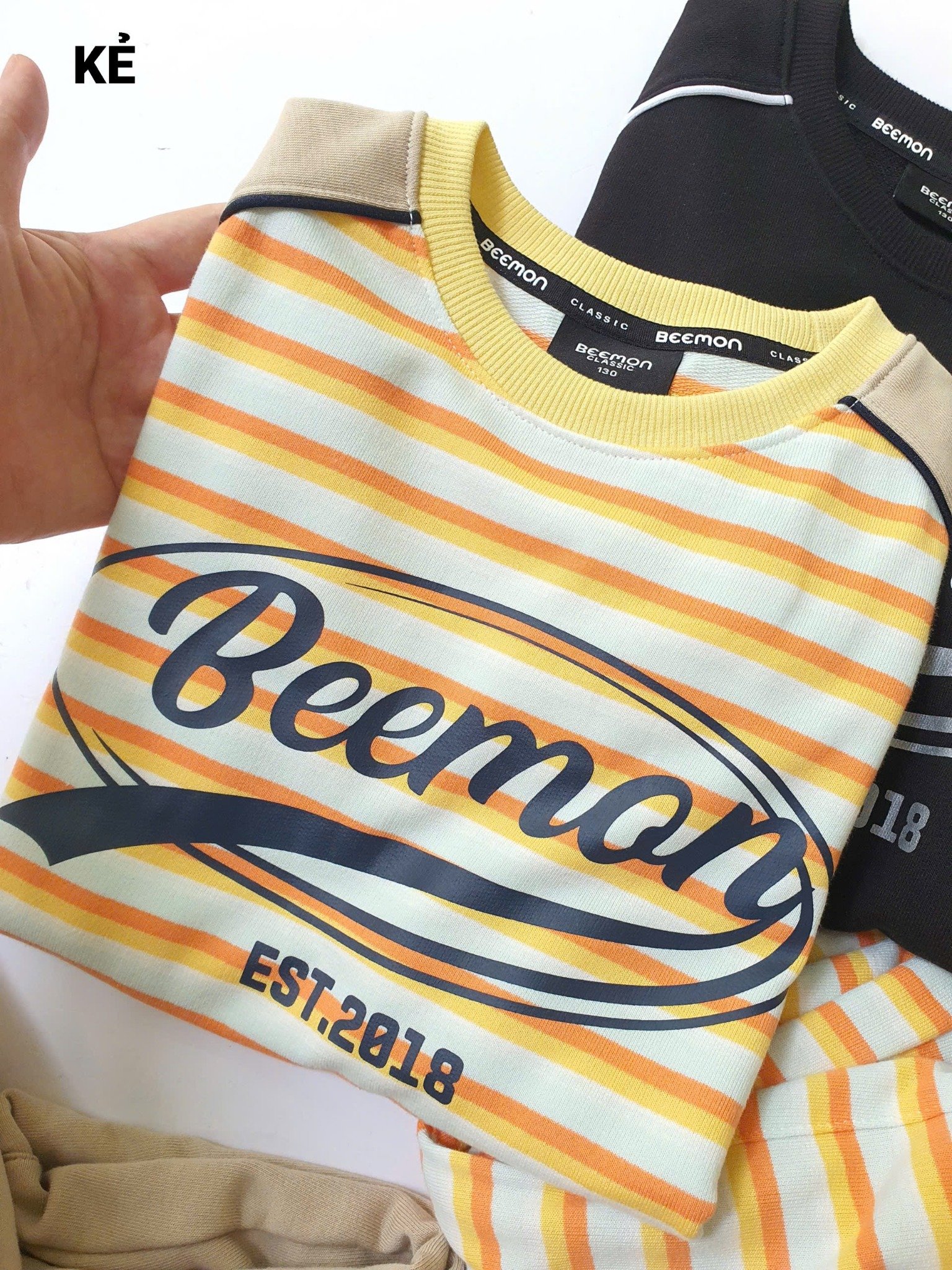 Bộ nỉ da cá Beemon cổ tròn nhiều màu cho bé size 120-160