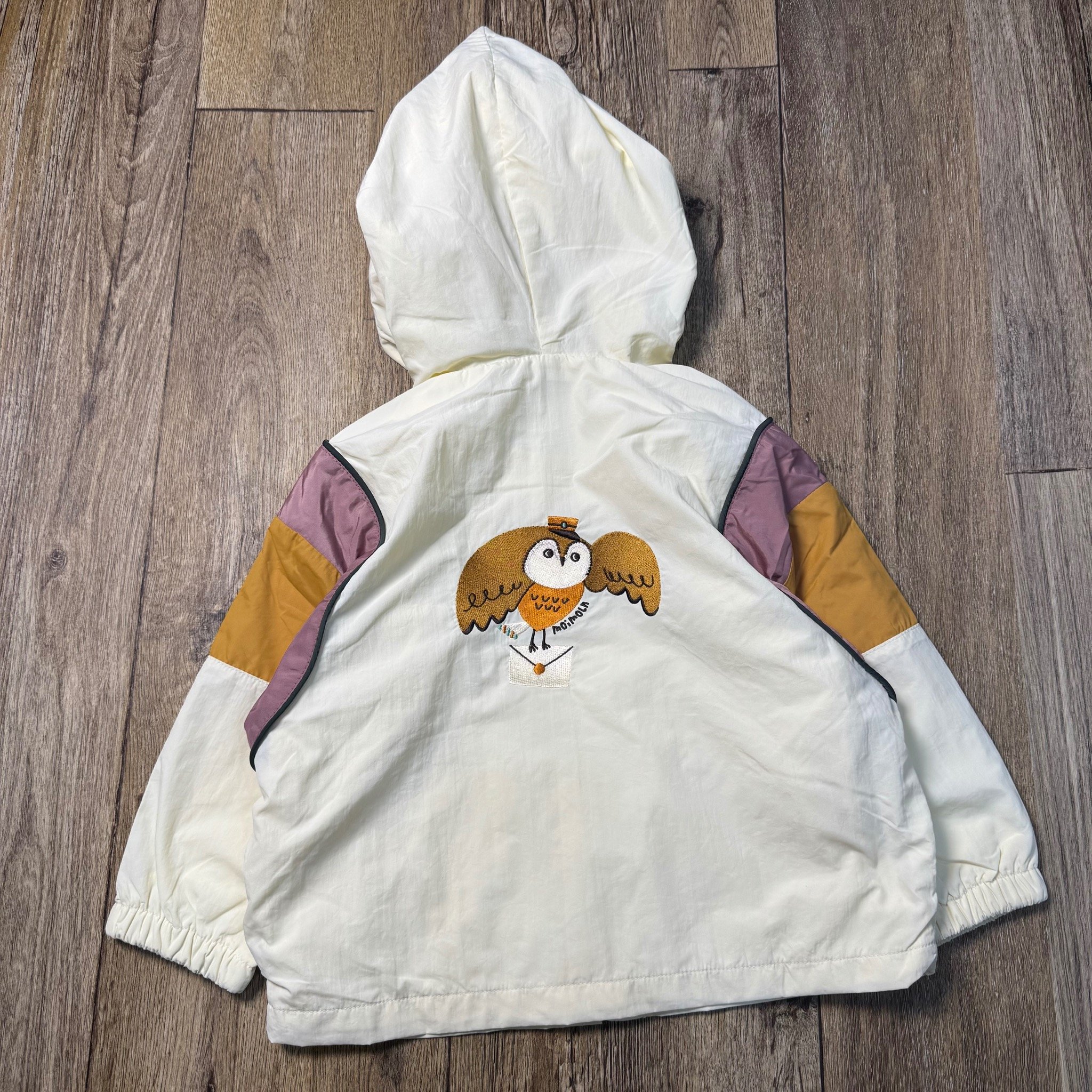 Áo khoác gió 2 lớp Moimoln lót cotton màu kem phối tím nâu cho bé size 90-110