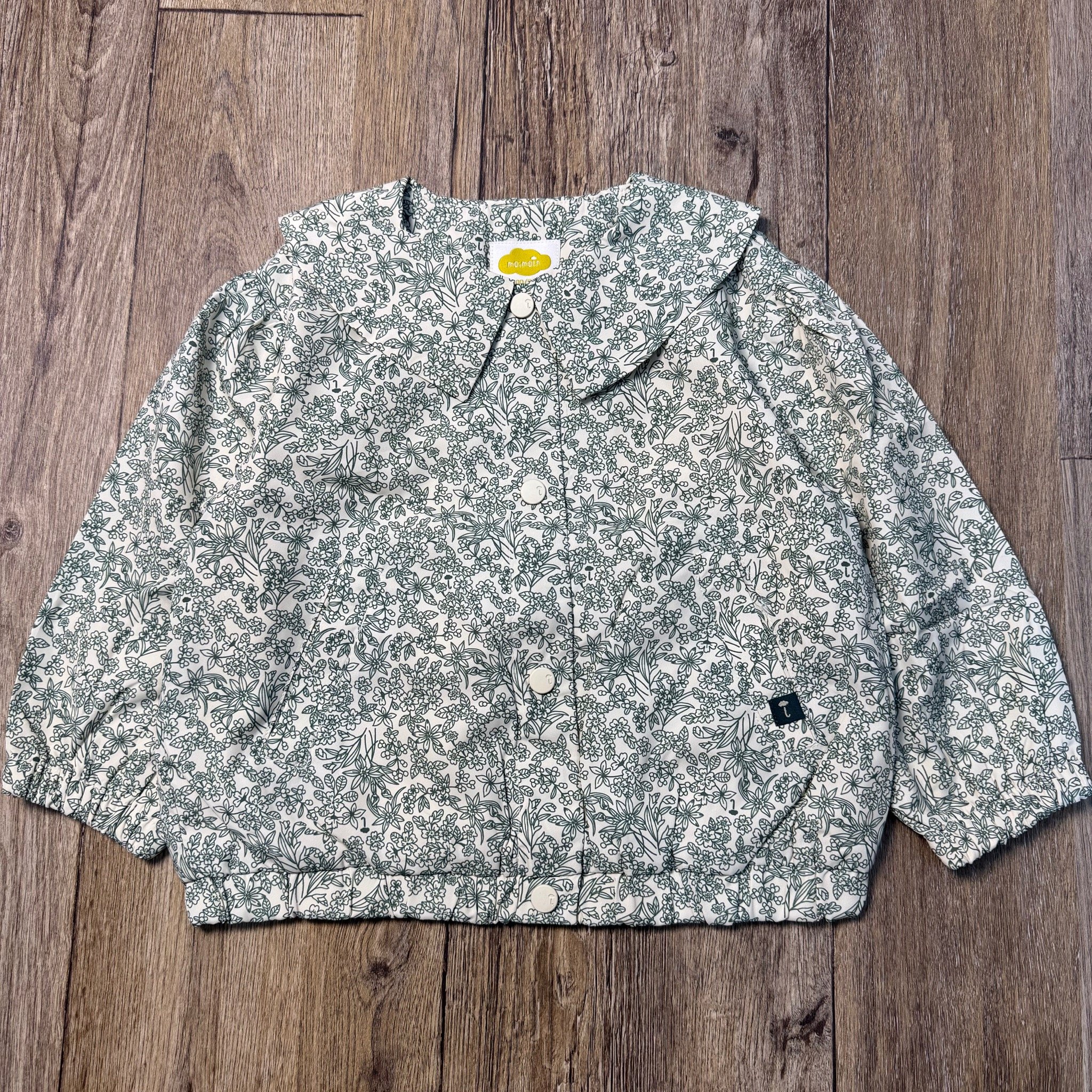 Áo khoác gió 2 lớp Moimoln lót cotton hoa nhí xanh bé gái size 90-120