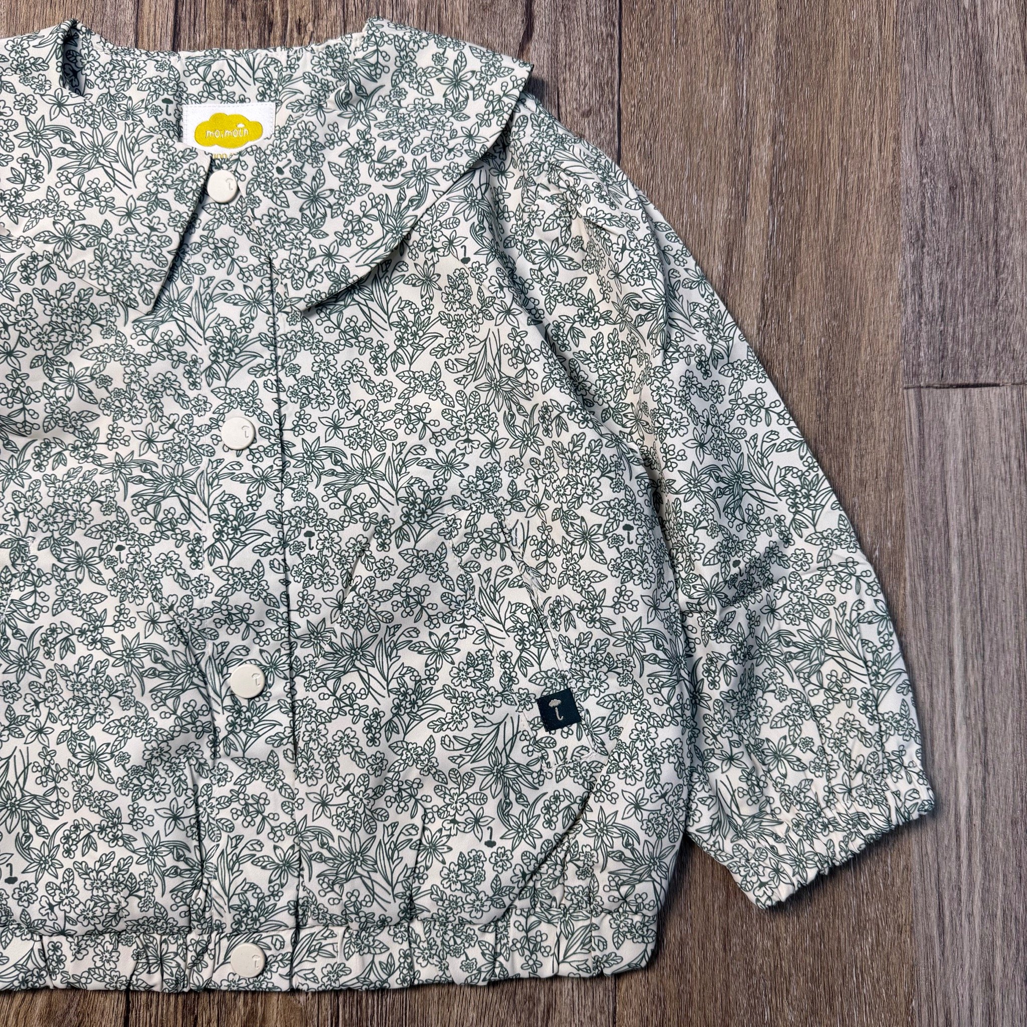Áo khoác gió 2 lớp Moimoln lót cotton hoa nhí xanh bé gái size 90-120