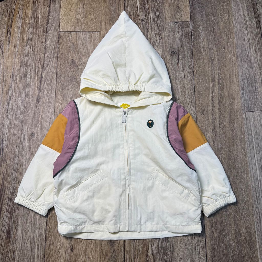 Áo khoác gió 2 lớp Moimoln lót cotton màu kem phối tím nâu cho bé size 90-110