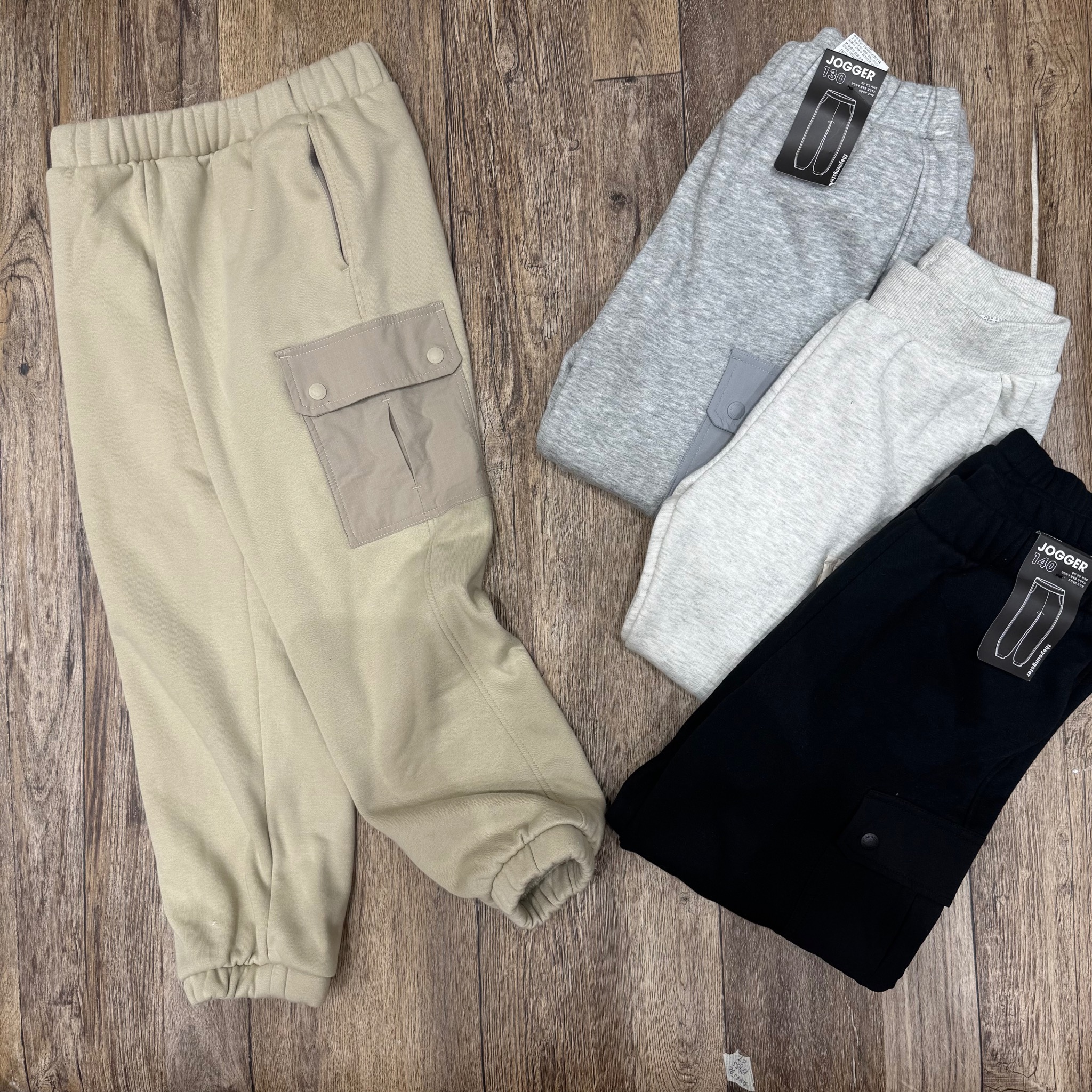 Quần jogger nỉ bông Topten phối túi hộp nhiều màu cho bé size 130-170