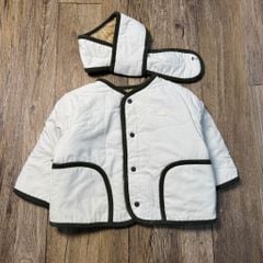 Áo khoác Moimoln trắng ngà lót lông kèm khăn mặc 2 mặt cho bé size 90-120
