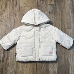 Áo khoác lông vũ Moimoln màu trắng kem mũ khoá cho bé size 90-120