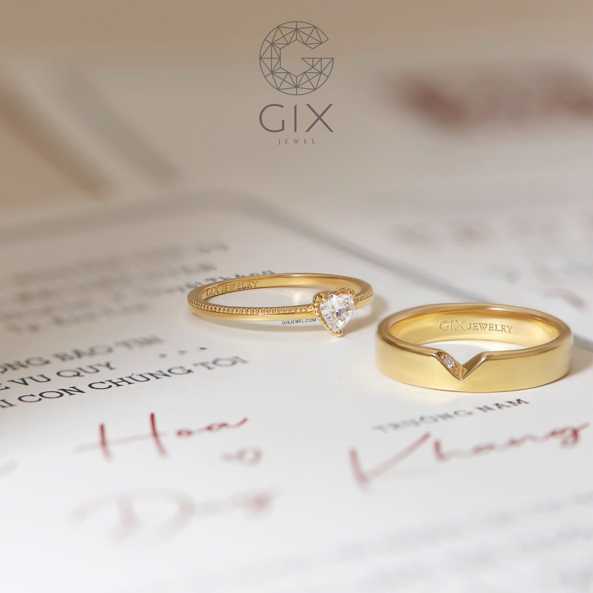  Nhẫn cầu hôn vàng 18k Heart Beat | Gix Jewel 