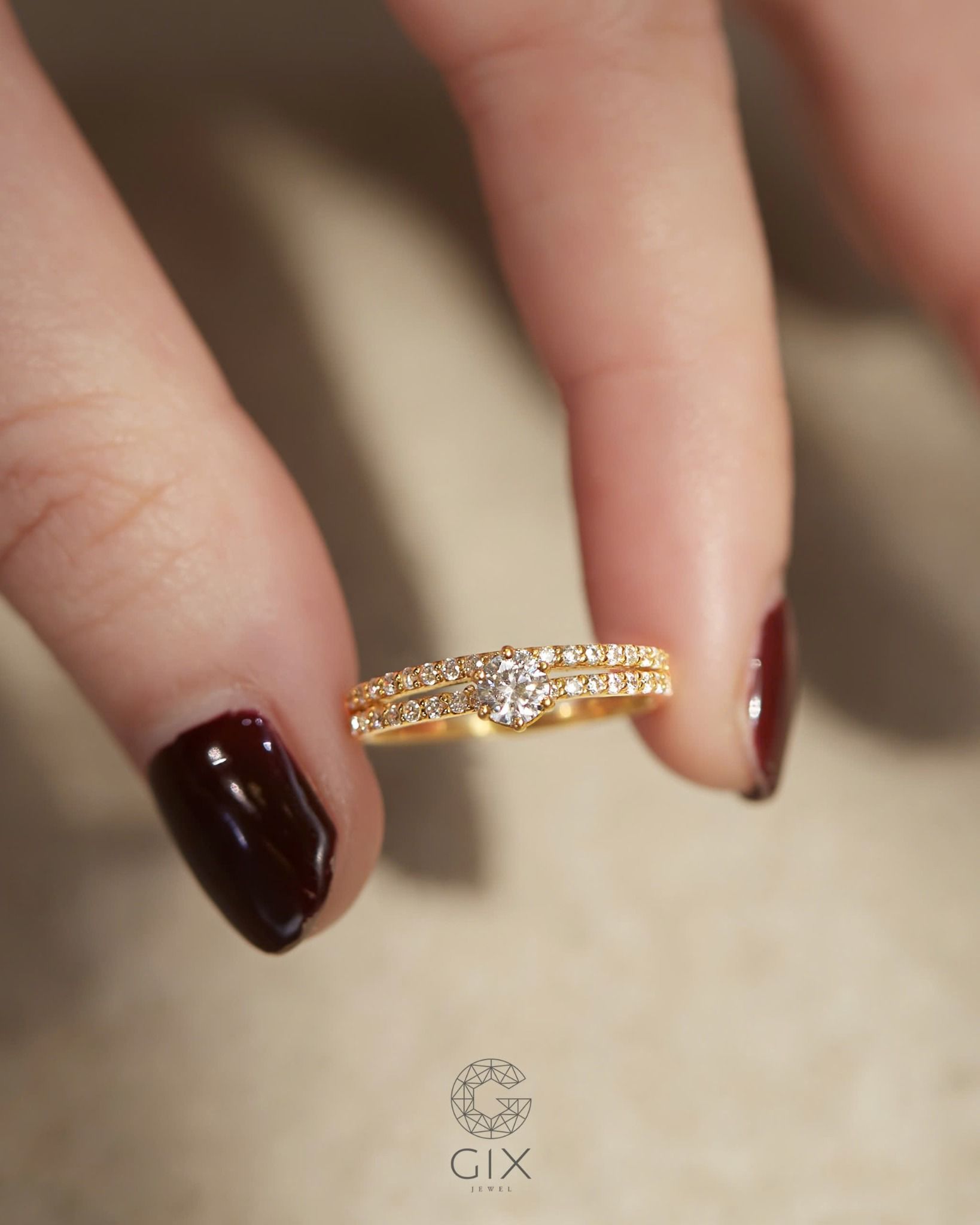  Nhẫn ghép set vàng 18k & bạc đẹp cho nữ đính đá cao cấp | Gix Jewel 