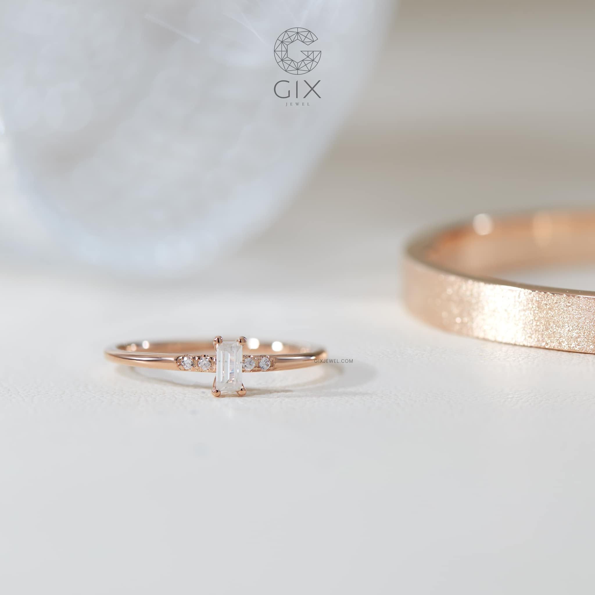  Nhẫn đính hôn vàng 10k Emerald Kiss | Gix Jewel 
