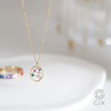  [CÓ SẴN] Dây chuyền vàng 14k cung hoàng đạo đính đá cầu vồng - 42cm 
