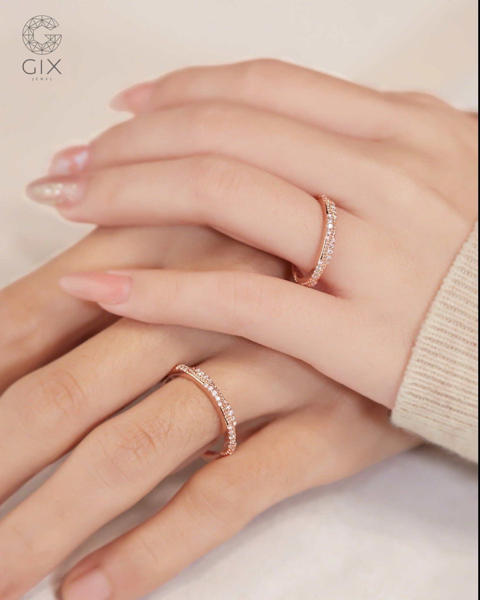  Nhẫn cưới Mature Loop vàng hồng 18k thiết kế riêng Gix Jewel 