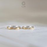  Nhẫn cưới hai màu đơn giản đẹp Platinum đính Moissanite khắc chữ Gix Jewel 