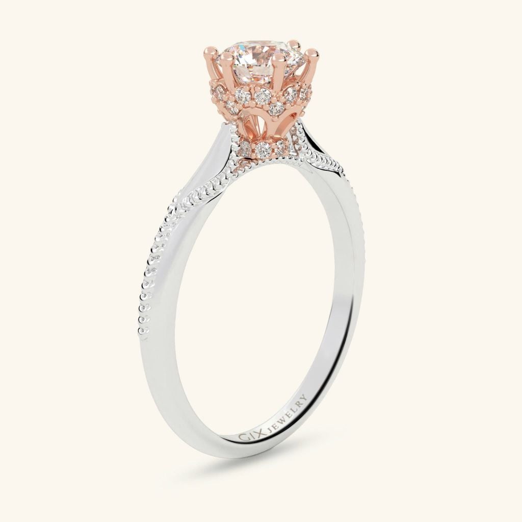 Nhẫn cầu hôn vàng 14k Dual Heart | Gix Jewelry