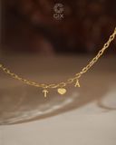  [CÓ SẴN] Lắc tay vàng 14k mắc xích nhỏ T trái tim A - 17.5cm 