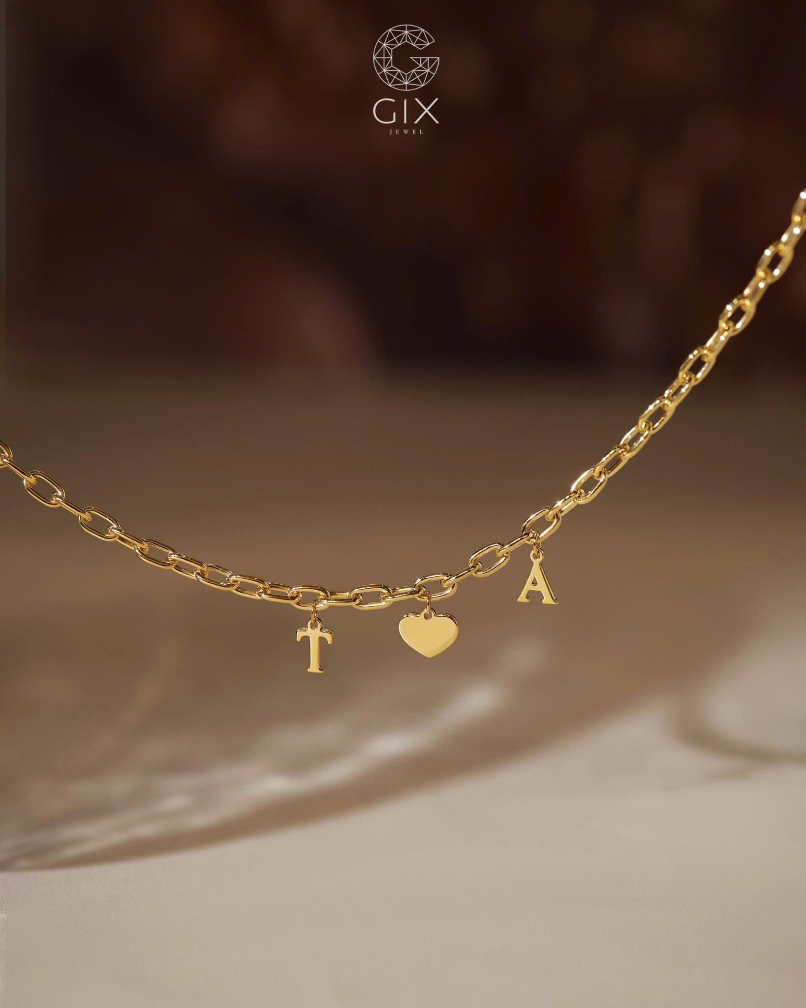  [CÓ SẴN] Lắc tay vàng 14k mắc xích nhỏ T trái tim A - 17.5cm 