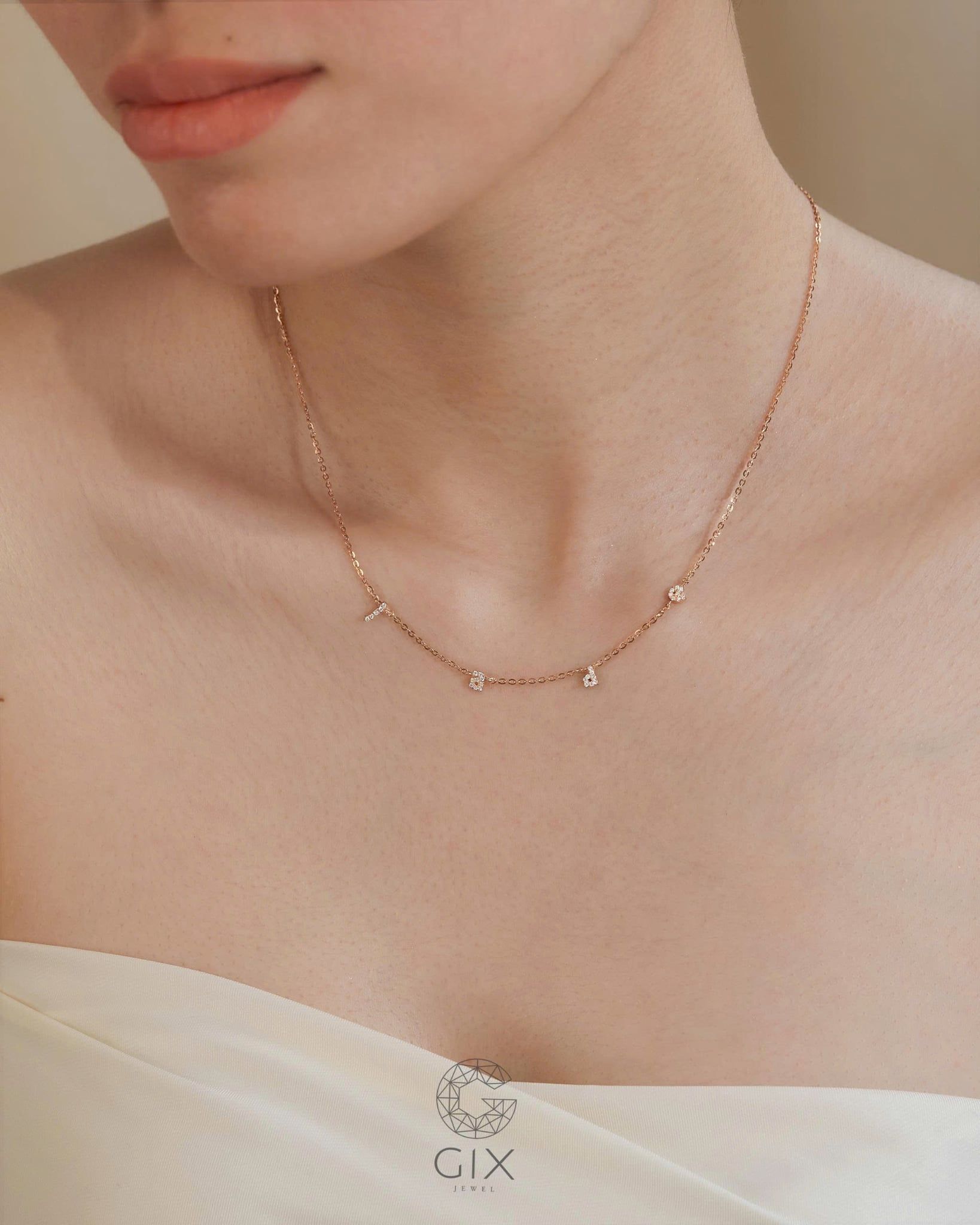  Dây chuyền chữ cái đính đá tấm - GNL25050296 | Gix Jewel 
