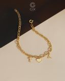  [CÓ SẴN] Lắc tay vàng 14k mắc xích nhỏ T trái tim A - 17.5cm 