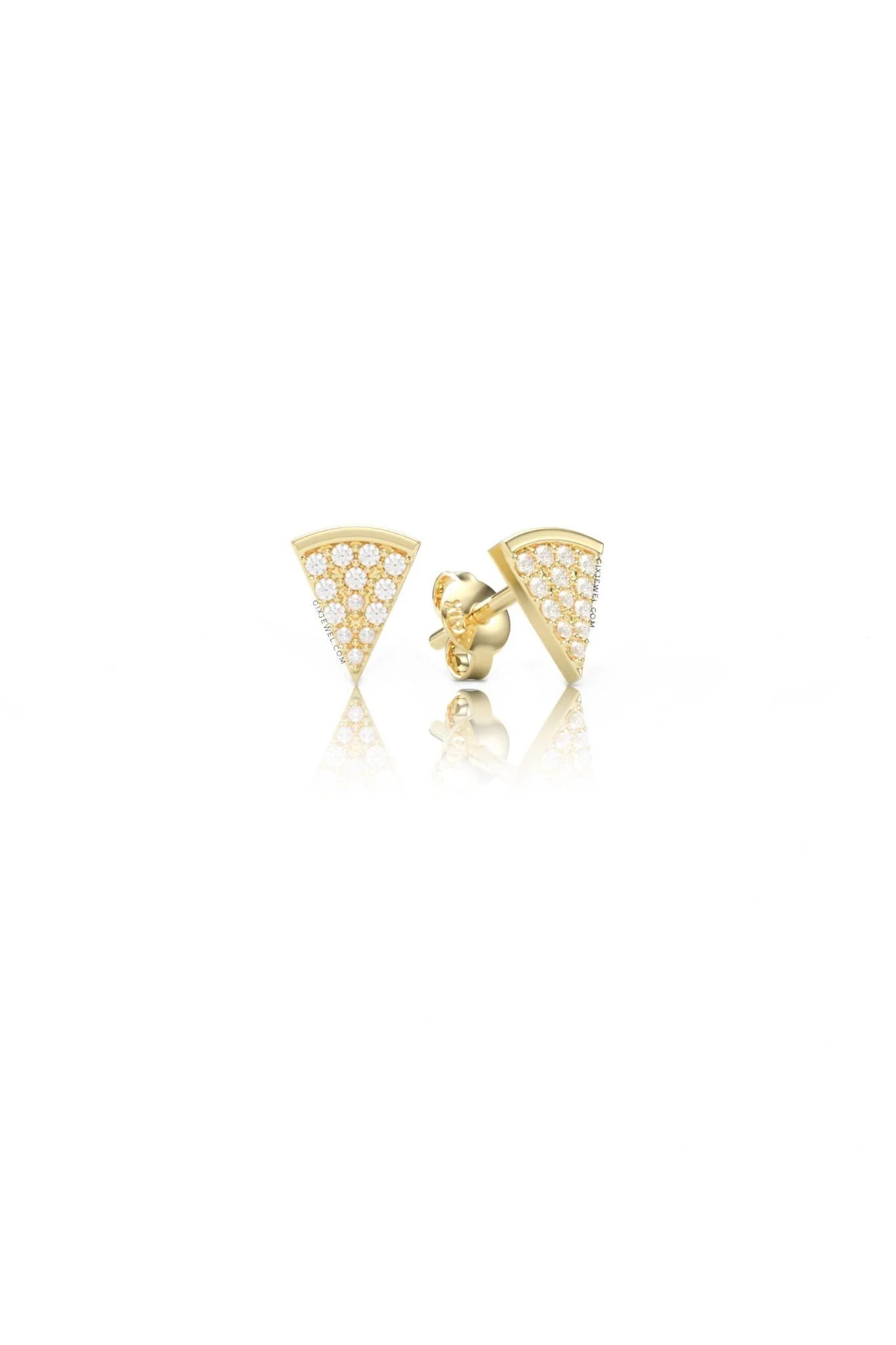  [CÓ SẴN] Bông tai moissanite hình pizza vàng vàng 14k - GBT25050092 