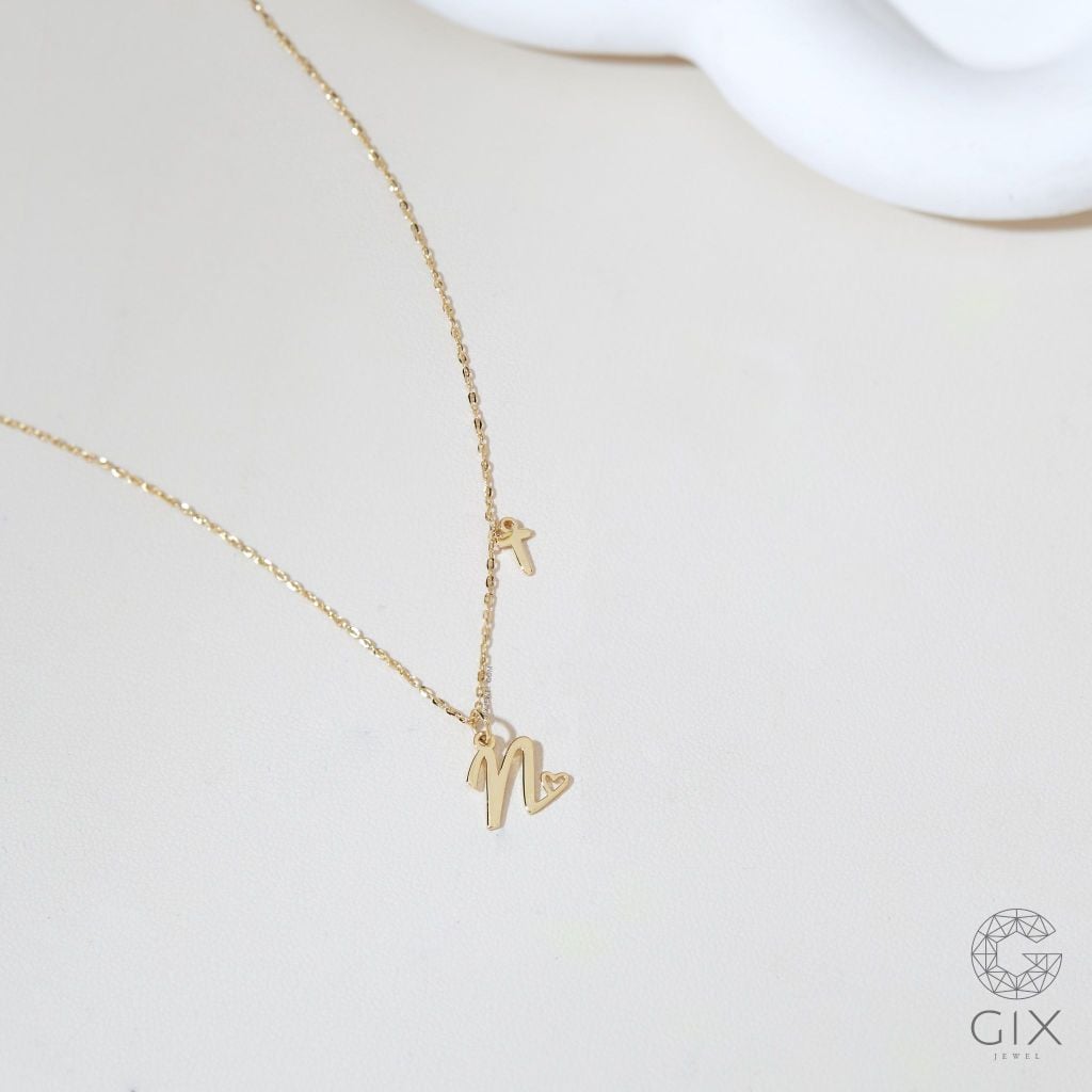 Dây chuyền chữ cái đuôi trái tim vàng 18k bạc s925 | Gix Jewelry 