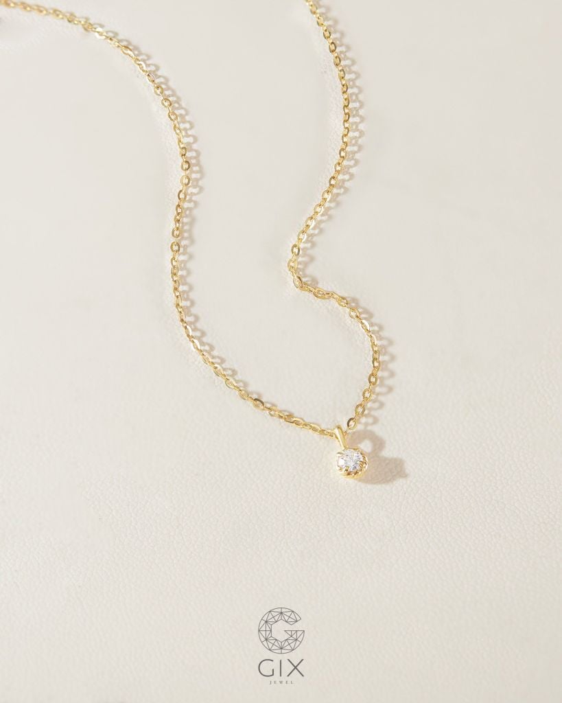  Dây chuyền kim cương tấm vàng tây sợi mảnh đẹp - Crystal Breeze | Gixjewel 