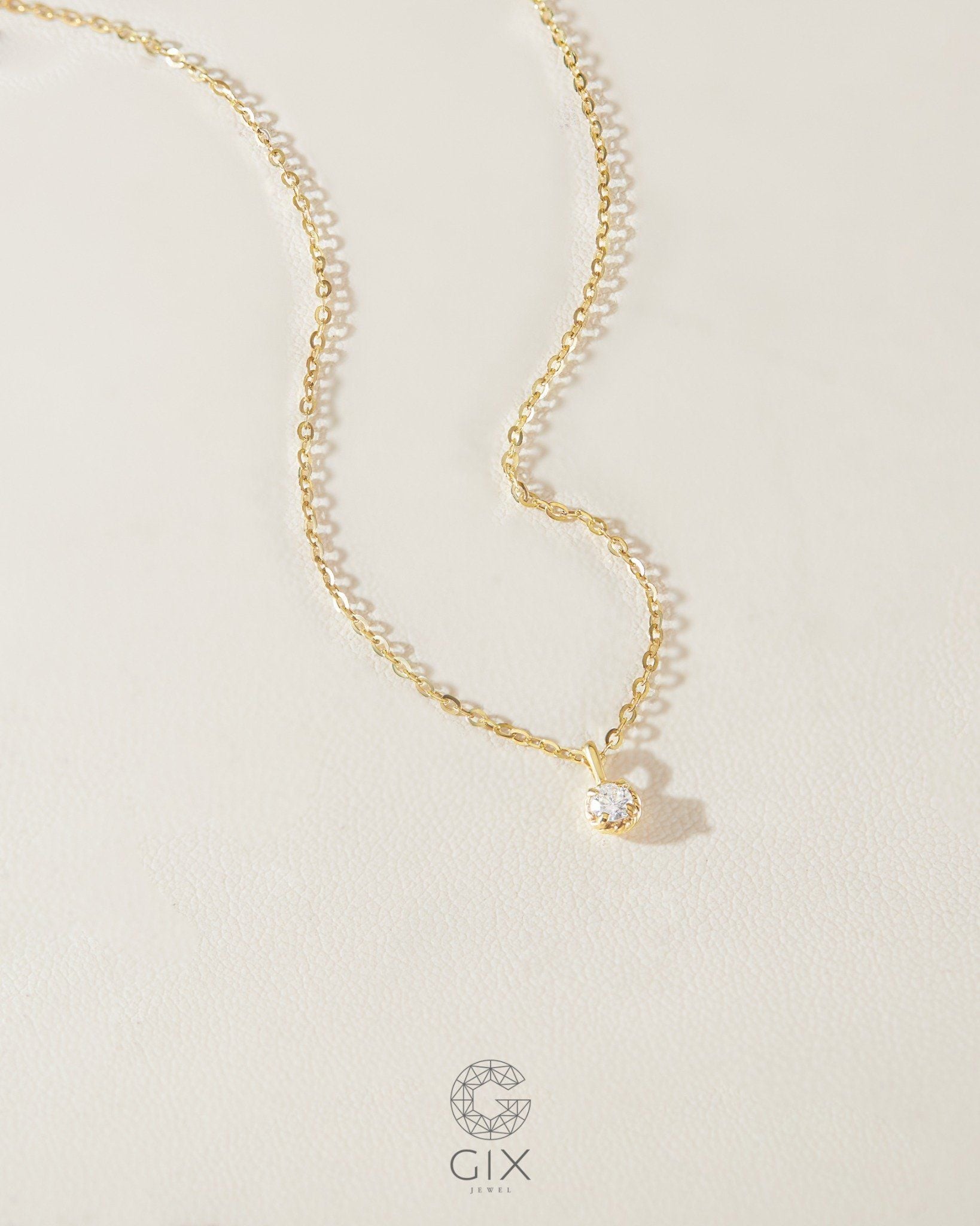  Dây chuyền kim cương tấm vàng tây sợi mảnh đẹp - Crystal Breeze | Gixjewel 