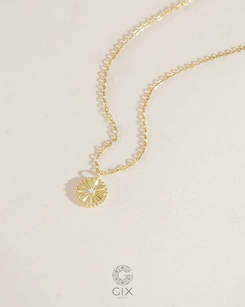  Dây chuyền vàng tây & bạc đẹp hình tròn vát cắt đẹp - Moonlit Promise | Gix Jewelry 